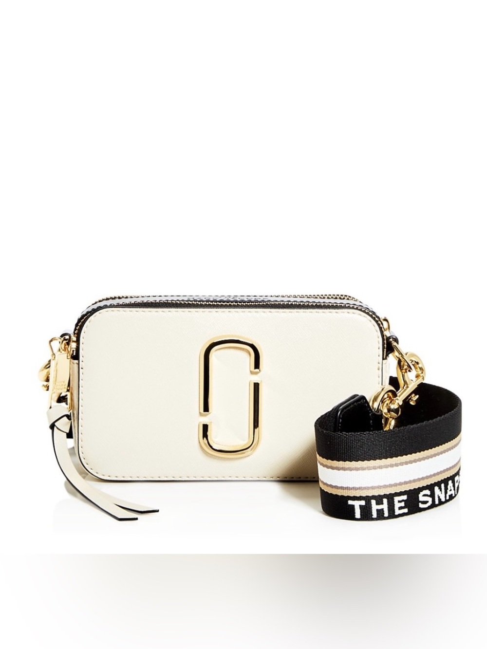Marc Jacobs Cream and Black Snapshot Camera Bag with Gold Hardware